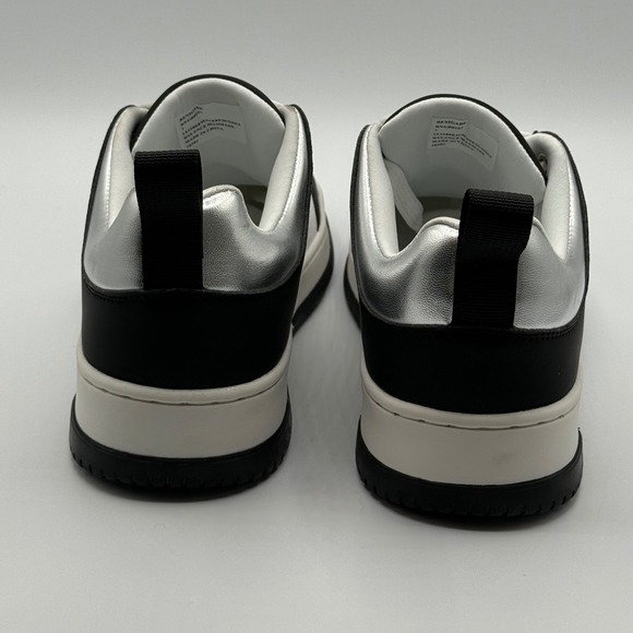 Steve Madden Renegade Black White Silver Leather Sneakers Womens Size 7 RNGD01S1 - Picture 3 of 7